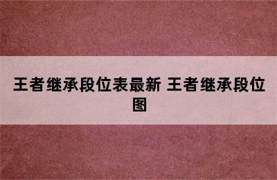 王者继承段位表最新 王者继承段位图